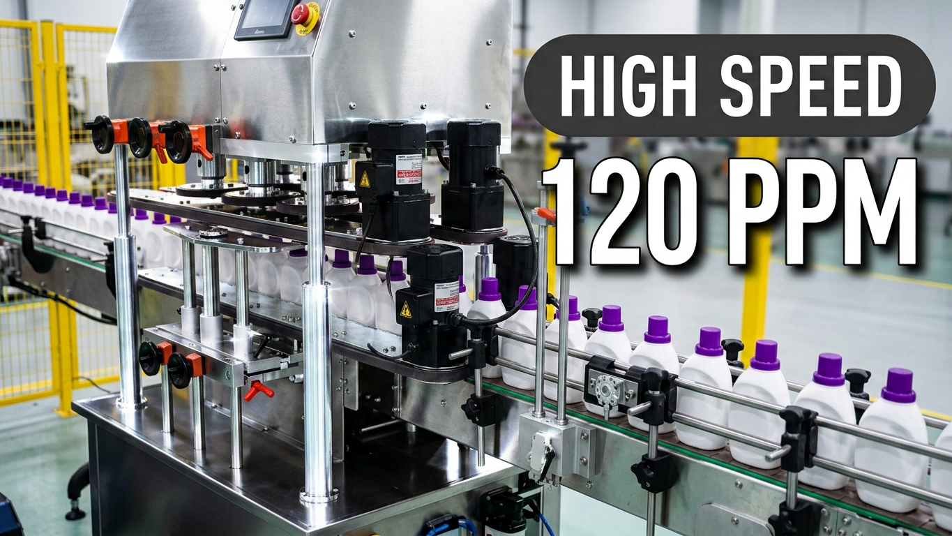 Multiple Rollers Torquing Bottles